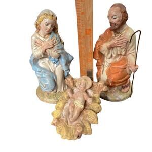Atlantic Mold Nativity Figures Large Vtg 1970s Joseph Mary Baby Jesus READ